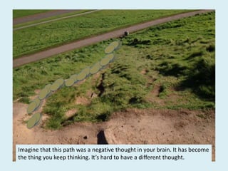 Imagine that this path was a negative thought in your brain. It has become
the thing you keep thinking. It’s hard to have a different thought.
 