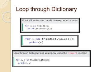 Loop through Dictionary
 