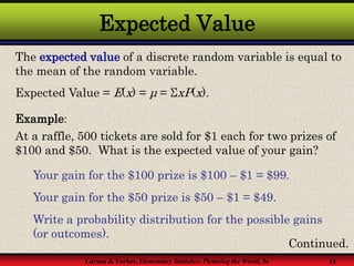 Probability Expected Number Probability theory discrete probability distribution | PPT