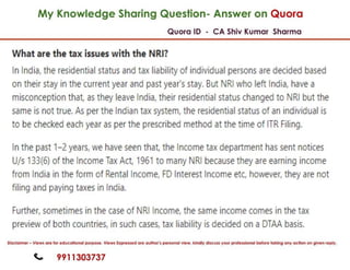 Knowledge Sharing Question Answer on Income Tax