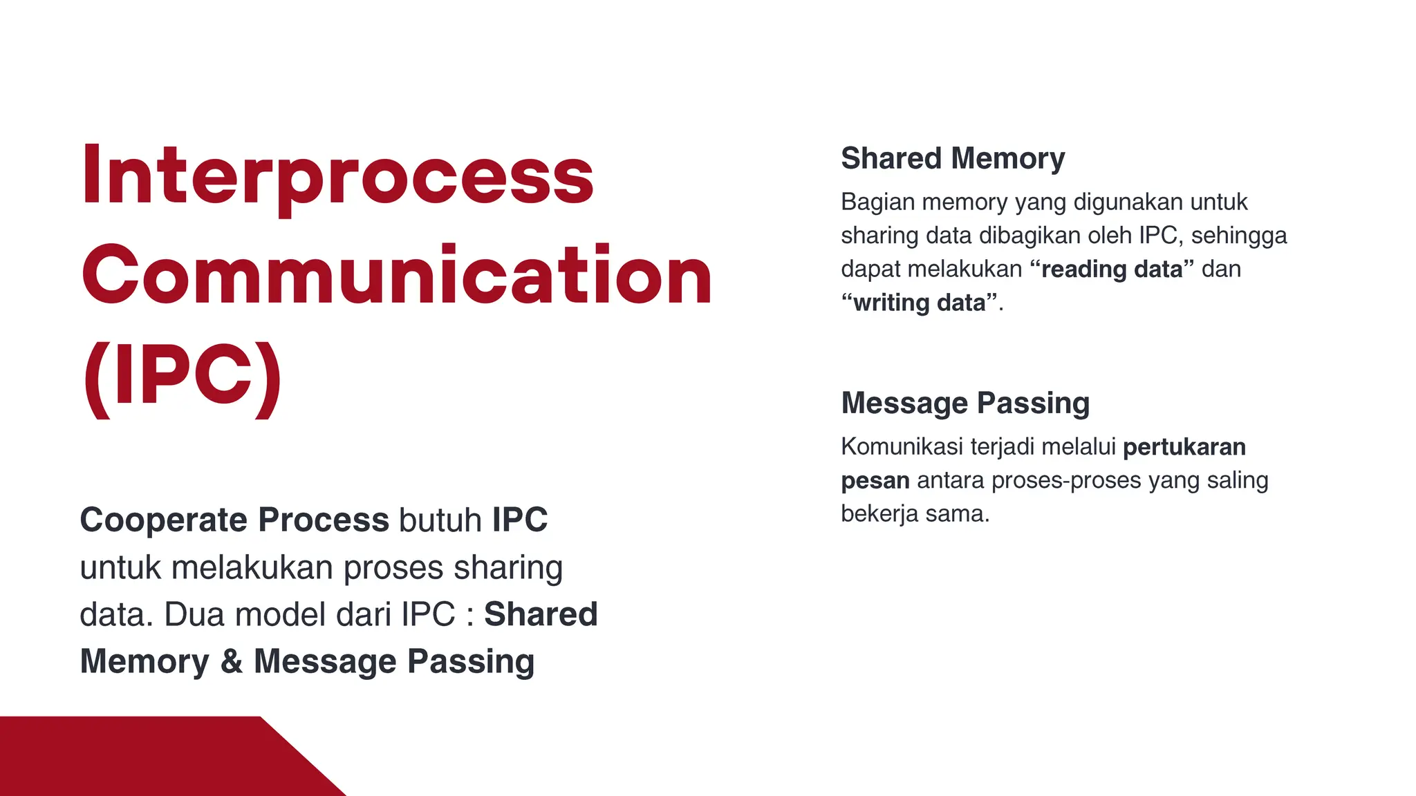 Interprocess
Communication
(IPC)
 