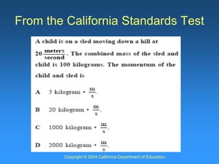 From the California Standards Test
Copyright © 2004 California Department of Education.
 