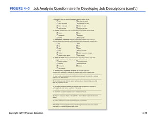Copyright © 2011 Pearson Education 4–15
FIGURE 4–3 Job Analysis Questionnaire for Developing Job Descriptions (cont’d)
 