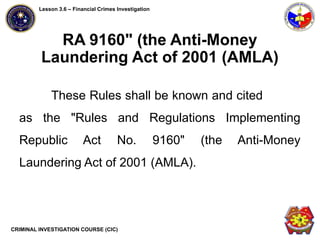FINANCIALM CRIMES INVESTIGATION IN PHILS | PPTX