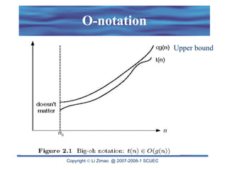 Copyright  Li Zimao @ 2007-2008-1 SCUEC
O-notation
Upper bound
 