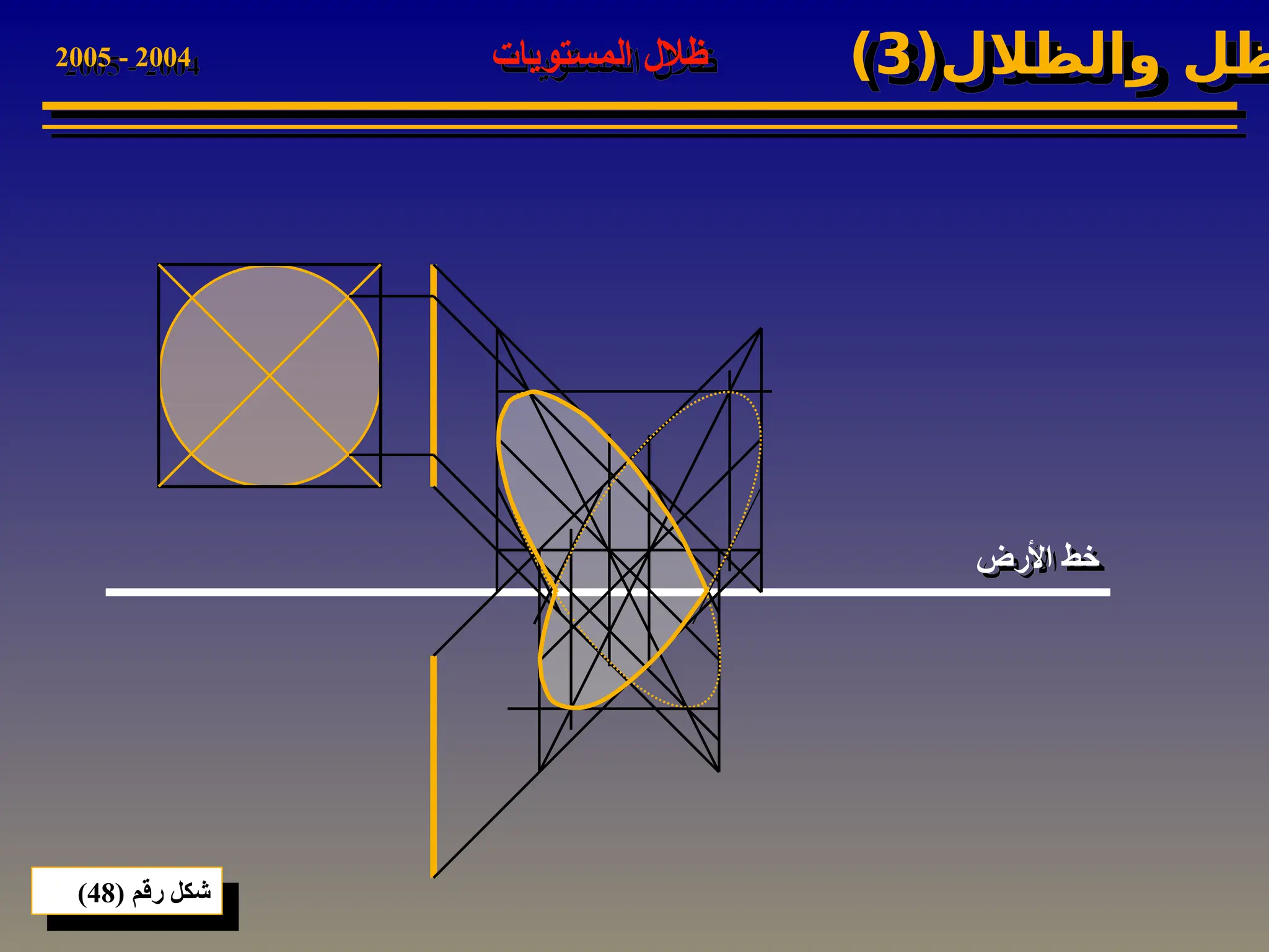 (‫والظالل‬ ‫ظل‬
3
)
‫المستويات‬ ‫ظالل‬
( ‫رقم‬ ‫شكل‬
48
)
‫األرض‬ ‫خط‬
2004
-
2005
 