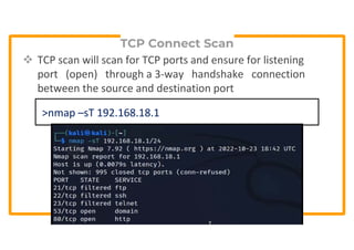 Network Scanning refers to the set of procedures adopted for ...
