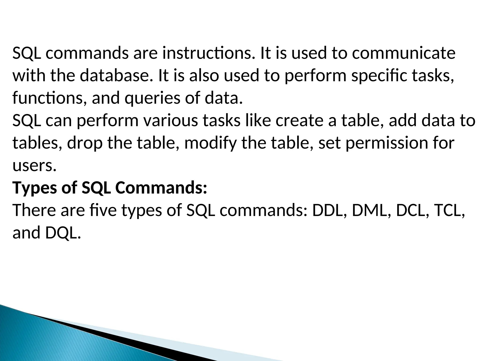 PPt on MY SQL basics and its types with examples | PPT