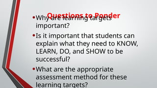 Learning Targets_For Education and Reviews | PPTX