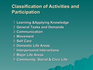 ICF use and standardised in rehabilitation introduction | PPT