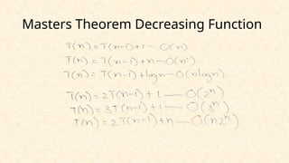 Masters Theorem Decreasing Function
 