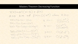 Masters Theorem Decreasing Function
 