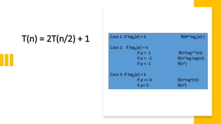 T(n) = 2T(n/2) + 1
 