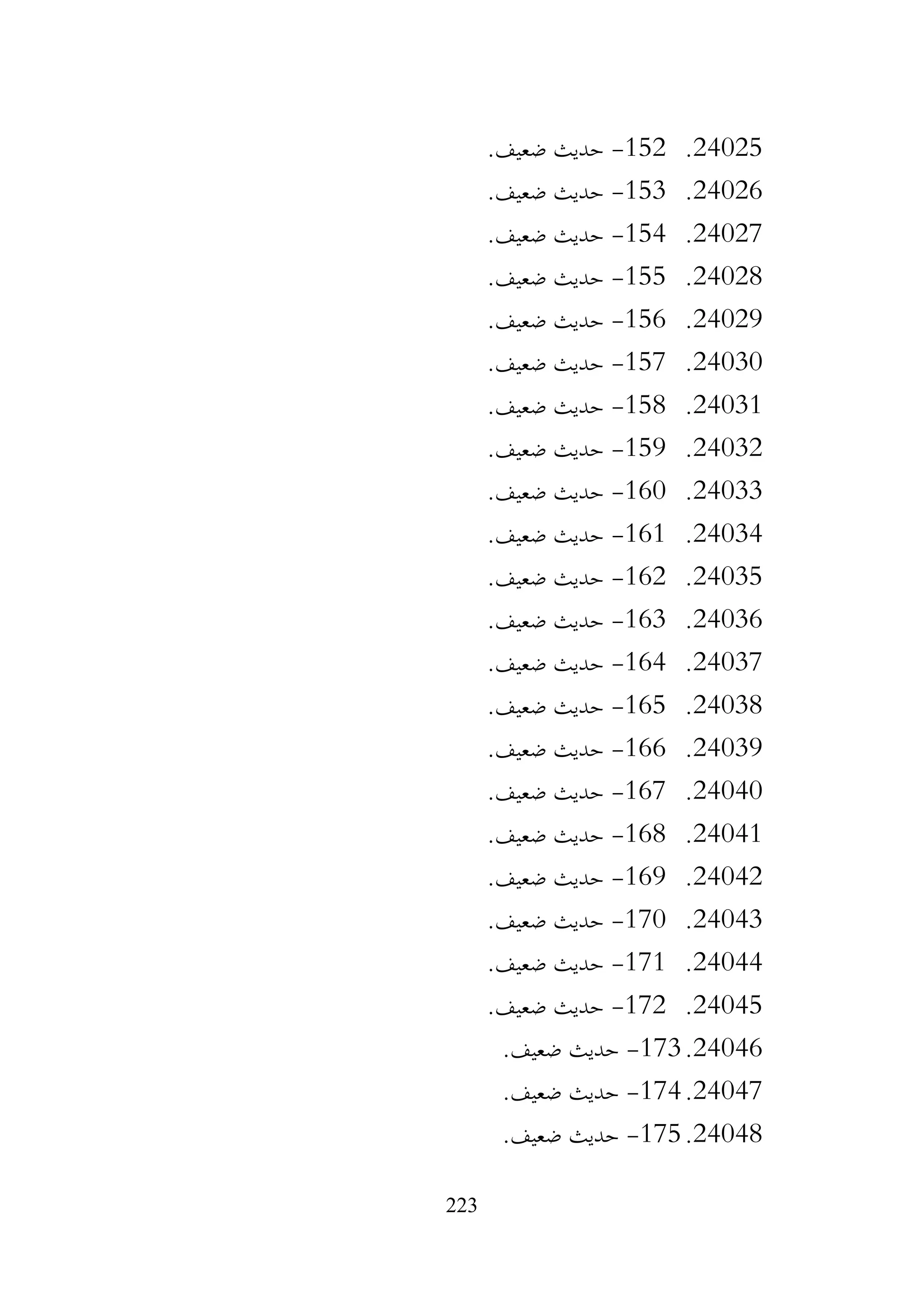 223
24025
.
152
-
.‫ضعيف‬ ‫حديث‬
24026
.
153
-
.‫ضعيف‬ ‫حديث‬
24027
.
154
-
.‫ضعيف‬ ‫حديث‬
24028
.
155
-
.‫ضعيف‬ ‫حديث‬
24029
.
156
-
.‫ضعيف‬ ‫حديث‬
24030
.
157
-
.‫ضعيف‬ ‫حديث‬
24031
.
158
-
.‫ضعيف‬ ‫حديث‬
24032
.
159
-
.‫ضعيف‬ ‫حديث‬
24033
.
160
-
‫حديث‬
.‫ضعيف‬
24034
.
161
-
.‫ضعيف‬ ‫حديث‬
24035
.
162
-
.‫ضعيف‬ ‫حديث‬
24036
.
163
-
.‫ضعيف‬ ‫حديث‬
24037
.
164
-
.‫ضعيف‬ ‫حديث‬
24038
.
165
-
.‫ضعيف‬ ‫حديث‬
24039
.
166
-
.‫ضعيف‬ ‫حديث‬
24040
.
167
-
.‫ضعيف‬ ‫حديث‬
24041
.
168
-
.‫ضعيف‬ ‫حديث‬
24042
.
169
-
.‫ضعيف‬ ‫حديث‬
24043
.
170
-
.‫ضعيف‬ ‫حديث‬
24044
.
171
-
.‫ضعيف‬ ‫حديث‬
24045
.
172
-
.‫ضعيف‬ ‫حديث‬
24046
.
173
-
.‫ضعيف‬ ‫حديث‬
24047
.
174
-
.‫ضعيف‬ ‫حديث‬
24048
.
175
-
.‫ضعيف‬ ‫حديث‬
 