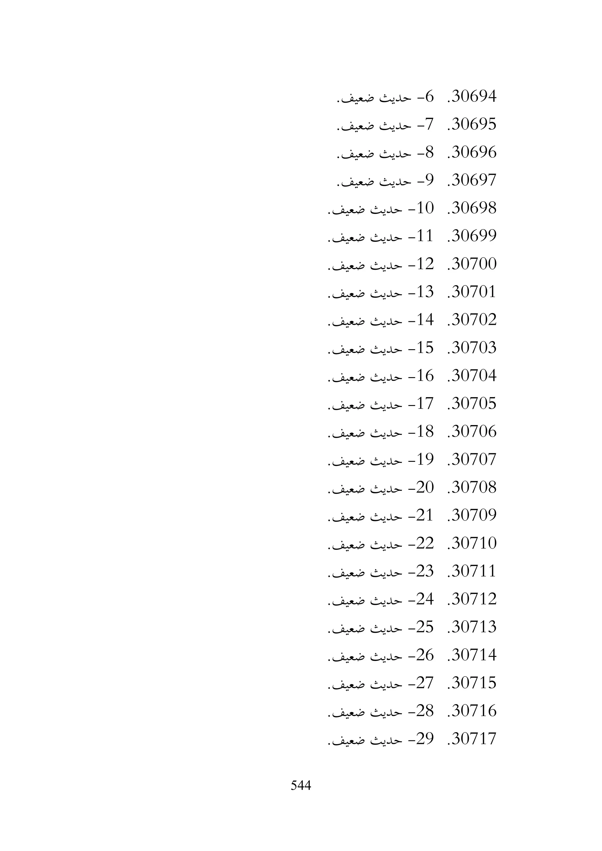 544
30694
.
6
-
.‫ضعيف‬ ‫حديث‬
30695
.
7
-
.‫ضعيف‬ ‫حديث‬
30696
.
8
-
.‫ضعيف‬ ‫حديث‬
30697
.
9
-
.‫ضعيف‬ ‫حديث‬
30698
.
10
-
.‫ضعيف‬ ‫حديث‬
30699
.
11
-
.‫ضعيف‬ ‫حديث‬
30700
.
12
-
.‫ضعيف‬ ‫حديث‬
30701
.
13
-
.‫ضعيف‬ ‫حديث‬
30702
.
14
-
.‫ضعيف‬ ‫حديث‬
30703
.
15
-
.‫ضعيف‬ ‫حديث‬
30704
.
16
-
.‫ضعيف‬ ‫حديث‬
30705
.
17
-
.‫ضعيف‬ ‫حديث‬
30706
.
18
-
.‫ضعيف‬ ‫حديث‬
30707
.
19
-
.‫ضعيف‬ ‫حديث‬
30708
.
20
-
.‫ضعيف‬ ‫حديث‬
30709
.
21
-
‫حديث‬
.‫ضعيف‬
30710
.
22
-
.‫ضعيف‬ ‫حديث‬
30711
.
23
-
.‫ضعيف‬ ‫حديث‬
30712
.
24
-
.‫ضعيف‬ ‫حديث‬
30713
.
25
-
.‫ضعيف‬ ‫حديث‬
30714
.
26
-
.‫ضعيف‬ ‫حديث‬
30715
.
27
-
.‫ضعيف‬ ‫حديث‬
30716
.
28
-
.‫ضعيف‬ ‫حديث‬
30717
.
29
-
.‫ضعيف‬ ‫حديث‬
 
