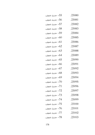 178
23080
.
55
-
.‫ضعيف‬ ‫حديث‬
23081
.
56
-
.‫ضعيف‬ ‫حديث‬
23082
.
57
-
.‫ضعيف‬ ‫حديث‬
23083
.
58
-
.‫ضعيف‬ ‫حديث‬
23084
.
59
-
.‫ضعيف‬ ‫حديث‬
23085
.
60
-
.‫ضعيف‬ ‫حديث‬
23086
.
61
-
.‫ضعيف‬ ‫حديث‬
23087
.
62
-
.‫ضعيف‬ ‫حديث‬
23088
.
63
-
.‫ضعيف‬ ‫حديث‬
23089
.
64
-
.‫ضعيف‬ ‫حديث‬
23090
.
65
-
.‫ضعيف‬ ‫حديث‬
23091
.
66
-
.‫ضعيف‬ ‫حديث‬
23092
.
67
-
.‫ضعيف‬ ‫حديث‬
23093
.
68
-
.‫ضعيف‬ ‫حديث‬
23094
.
69
-
.‫ضعيف‬ ‫حديث‬
23095
.
70
-
.‫ضعيف‬ ‫حديث‬
23096
.
71
-
.‫ضعيف‬ ‫حديث‬
23097
.
72
-
.‫ضعيف‬ ‫حديث‬
23098
.
73
-
.‫ضعيف‬ ‫حديث‬
23099
.
74
-
.‫ضعيف‬ ‫حديث‬
23100
.
75
-
.‫ضعيف‬ ‫حديث‬
23101
.
76
-
.‫ضعيف‬ ‫حديث‬
23102
.
77
-
.‫ضعيف‬ ‫حديث‬
23103
.
78
-
.‫ضعيف‬ ‫حديث‬
 