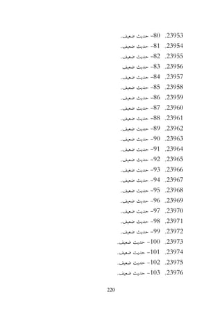 220
23953
.
80
-
.‫ضعيف‬ ‫حديث‬
23954
.
81
-
.‫ضعيف‬ ‫حديث‬
23955
.
82
-
.‫ضعيف‬ ‫حديث‬
23956
.
83
-
‫ضعيف‬ ‫حديث‬
23957
.
84
-
.‫ضعيف‬ ‫حديث‬
23958
.
85
-
.‫ضعيف‬ ‫حديث‬
23959
.
86
-
.‫ضعيف‬ ‫حديث‬
23960
.
87
-
.‫ضعيف‬ ‫حديث‬
23961
.
88
-
.‫ضعيف‬ ‫حديث‬
23962
.
89
-
.‫ضعيف‬ ‫حديث‬
23963
.
90
-
.‫ضعيف‬ ‫حديث‬
23964
.
91
-
.‫ضعيف‬ ‫حديث‬
23965
.
92
-
.‫ضعيف‬ ‫حديث‬
23966
.
93
-
.‫ضعيف‬ ‫حديث‬
23967
.
94
-
.‫ضعيف‬ ‫حديث‬
23968
.
95
-
.‫ضعيف‬ ‫حديث‬
23969
.
96
-
.‫ضعيف‬ ‫حديث‬
23970
.
97
-
.‫ضعيف‬ ‫حديث‬
23971
.
98
-
.‫ضعيف‬ ‫حديث‬
23972
.
99
-
.‫ضعيف‬ ‫حديث‬
23973
.
100
-
.‫ضعيف‬ ‫حديث‬
23974
.
101
-
.‫ضعيف‬ ‫حديث‬
23975
.
102
-
‫حديث‬
.‫ضعيف‬
23976
.
103
-
.‫ضعيف‬ ‫حديث‬
 