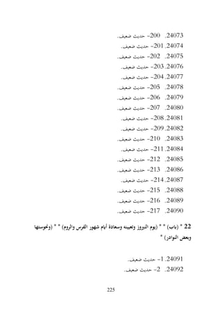 225
24073
.
200
-
.‫ضعيف‬ ‫حديث‬
24074
.
201
-
.‫ضعيف‬ ‫حديث‬
24075
.
202
-
.‫ضعيف‬ ‫حديث‬
24076
.
203
-
.‫ضعيف‬ ‫حديث‬
24077
.
204
-
.‫ضعيف‬ ‫حديث‬
24078
.
205
-
‫حديث‬
.‫ضعيف‬
24079
.
206
-
.‫ضعيف‬ ‫حديث‬
24080
.
207
-
.‫ضعيف‬ ‫حديث‬
24081
.
208
-
.‫ضعيف‬ ‫حديث‬
24082
.
209
-
.‫ضعيف‬ ‫حديث‬
24083
.
210
-
.‫ضعيف‬ ‫حديث‬
24084
.
211
-
.‫ضعيف‬ ‫حديث‬
24085
.
212
-
.‫ضعيف‬ ‫حديث‬
24086
.
213
-
.‫ضعيف‬ ‫حديث‬
24087
.
214
-
.‫ضعيف‬ ‫حديث‬
24088
.
215
-
.‫ضعيف‬ ‫حديث‬
24089
.
216
-
.‫ضعيف‬ ‫حديث‬
24090
.
217
-
.‫ضعيف‬ ‫حديث‬
22
‫(وحنوستها‬ * * )‫والروم‬ ‫الفرس‬ ‫شهور‬ ‫أايم‬ ‫وسعادة‬ ‫وتعيينه‬ ‫النريوز‬ ‫(يوم‬ * * )‫(ابب‬ *
* )‫النوادر‬ ‫وبعض‬
24091
.
1
-
.‫ضعيف‬ ‫حديث‬
24092
.
2
-
.‫ضعيف‬ ‫حديث‬
 