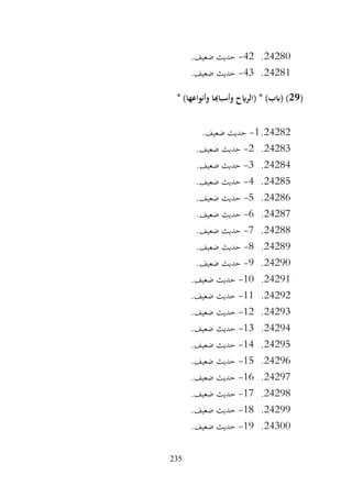235
24280
.
42
-
.‫ضعيف‬ ‫حديث‬
24281
.
43
-
.‫ضعيف‬ ‫حديث‬
(
29
* )‫وأنواعها‬ ‫وأسباهبا‬ ‫(الرايح‬ * )‫(ابب‬ )
24282
.
1
-
.‫ضعيف‬ ‫حديث‬
24283
.
2
-
.‫ضعيف‬ ‫حديث‬
24284
.
3
-
.‫ضعيف‬ ‫حديث‬
24285
.
4
-
.‫ضعيف‬ ‫حديث‬
24286
.
5
-
.‫ضعيف‬ ‫حديث‬
24287
.
6
-
.‫ضعيف‬ ‫حديث‬
24288
.
7
-
‫حديث‬
.‫ضعيف‬
24289
.
8
-
.‫ضعيف‬ ‫حديث‬
24290
.
9
-
.‫ضعيف‬ ‫حديث‬
24291
.
10
-
.‫ضعيف‬ ‫حديث‬
24292
.
11
-
.‫ضعيف‬ ‫حديث‬
24293
.
12
-
.‫ضعيف‬ ‫حديث‬
24294
.
13
-
.‫ضعيف‬ ‫حديث‬
24295
.
14
-
.‫ضعيف‬ ‫حديث‬
24296
.
15
-
.‫ضعيف‬ ‫حديث‬
24297
.
16
-
.‫ضعيف‬ ‫حديث‬
24298
.
17
-
.‫ضعيف‬ ‫حديث‬
24299
.
18
-
.‫ضعيف‬ ‫حديث‬
24300
.
19
-
.‫ضعيف‬ ‫حديث‬
 