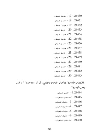 242
24430
.
17
-
.‫ضعيف‬ ‫حديث‬
24431
.
18
-
.‫ضعيف‬ ‫حديث‬
24432
.
19
-
.‫ضعيف‬ ‫حديث‬
24433
.
20
-
.‫ضعيف‬ ‫حديث‬
24434
.
21
-
.‫ضعيف‬ ‫حديث‬
24435
.
22
-
.‫ضعيف‬ ‫حديث‬
24436
.
23
-
.‫ضعيف‬ ‫حديث‬
24437
.
24
-
.‫ضعيف‬ ‫حديث‬
24438
.
25
-
.‫ضعيف‬ ‫حديث‬
24439
.
26
-
.‫ضعيف‬ ‫حديث‬
24440
.
27
-
.‫ضعيف‬ ‫حديث‬
24441
.
28
-
.‫ضعيف‬ ‫حديث‬
24442
.
29
-
.‫ضعيف‬ ‫حديث‬
24443
.
30
-
.‫ضعيف‬ ‫حديث‬
(
34
‫(اجلواهر‬ * * )‫وانقالابت‬ ‫اهتا‬‫ري‬‫وأتث‬ ‫والطبائع‬ ‫اجلمادات‬ ‫(وأحوال‬ * )‫املعادن‬ ‫(ابب‬ )
* )‫النوادر‬ ‫وبعض‬
24444
.
1
-
.‫ضعيف‬ ‫حديث‬
24445
.
2
-
.‫ضعيف‬ ‫حديث‬
24446
.
3
-
.‫ضعيف‬ ‫حديث‬
24447
.
4
-
.‫ضعيف‬ ‫حديث‬
24448
.
5
-
.‫ضعيف‬ ‫حديث‬
24449
.
6
-
.‫ضعيف‬ ‫حديث‬
24450
.
7
-
.‫ضعيف‬ ‫حديث‬
 
