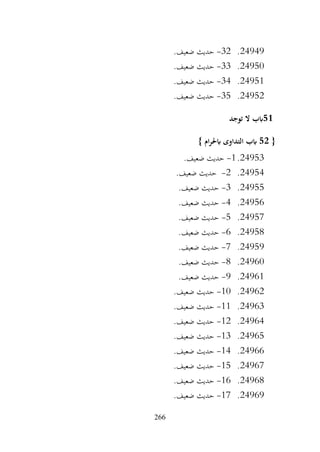 266
24949
.
32
-
.‫ضعيف‬ ‫حديث‬
24950
.
33
-
.‫ضعيف‬ ‫حديث‬
24951
.
34
-
.‫ضعيف‬ ‫حديث‬
24952
.
35
-
.‫ضعيف‬ ‫حديث‬
51
‫توجد‬ ‫ال‬ ‫ابب‬
{
52
} ‫ام‬‫ر‬‫ابحل‬ ‫التداوى‬ ‫ابب‬
24953
.
1
-
.‫ضعيف‬ ‫حديث‬
24954
.
2
-
.‫ضعيف‬ ‫حديث‬
24955
.
3
-
.‫ضعيف‬ ‫حديث‬
24956
.
4
-
.‫ضعيف‬ ‫حديث‬
24957
.
5
-
.‫ضعيف‬ ‫حديث‬
24958
.
6
-
.‫ضعيف‬ ‫حديث‬
24959
.
7
-
.‫ضعيف‬ ‫حديث‬
24960
.
8
-
.‫ضعيف‬ ‫حديث‬
24961
.
9
-
.‫ضعيف‬ ‫حديث‬
24962
.
10
-
.‫ضعيف‬ ‫حديث‬
24963
.
11
-
.‫ضعيف‬ ‫حديث‬
24964
.
12
-
.‫ضعيف‬ ‫حديث‬
24965
.
13
-
.‫ضعيف‬ ‫حديث‬
24966
.
14
-
.‫ضعيف‬ ‫حديث‬
24967
.
15
-
.‫ضعيف‬ ‫حديث‬
24968
.
16
-
.‫ضعيف‬ ‫حديث‬
24969
.
17
-
.‫ضعيف‬ ‫حديث‬
 