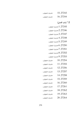 379
27243
.
15
.‫ضعيف‬ ‫حديث‬
27244
.
16
.‫ضعيف‬ ‫حديث‬
2
)‫العسل‬ ‫(ابب‬ *
27245
.
1
.‫ضعيف‬ ‫حديث‬
27246
.
2
.‫ضعيف‬ ‫حديث‬
27247
.
3
.‫ضعيف‬ ‫حديث‬
27248
.
4
.‫ضعيف‬ ‫حديث‬
27249
.
5
.‫ضعيف‬ ‫حديث‬
27250
.
6
.‫ضعيف‬ ‫حديث‬
27251
.
7
.‫ضعيف‬ ‫حديث‬
27252
.
8
.‫ضعيف‬ ‫حديث‬
27253
.
9
.‫ضعيف‬ ‫حديث‬
27254
.
10
.‫ضعيف‬ ‫حديث‬
27255
.
11
.‫ضعيف‬ ‫حديث‬
27256
.
12
‫حديث‬
.‫ضعيف‬
27257
.
13
.‫ضعيف‬ ‫حديث‬
27258
.
14
.‫ضعيف‬ ‫حديث‬
27259
.
15
.‫ضعيف‬ ‫حديث‬
27260
.
16
.‫ضعيف‬ ‫حديث‬
27261
.
17
.‫ضعيف‬ ‫حديث‬
27262
.
18
.‫ضعيف‬ ‫حديث‬
27263
.
19
.‫ضعيف‬ ‫حديث‬
27264
.
20
.‫ضعيف‬ ‫حديث‬
 