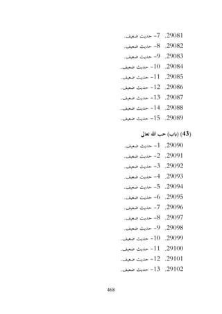 468
29081
.
7
-
.‫ضعيف‬ ‫حديث‬
29082
.
8
-
.‫ضعيف‬ ‫حديث‬
29083
.
9
-
.‫ضعيف‬ ‫حديث‬
29084
.
10
-
.‫ضعيف‬ ‫حديث‬
29085
.
11
-
.‫ضعيف‬ ‫حديث‬
29086
.
12
-
.‫ضعيف‬ ‫حديث‬
29087
.
13
-
.‫ضعيف‬ ‫حديث‬
29088
.
14
-
.‫ضعيف‬ ‫حديث‬
29089
.
15
-
.‫ضعيف‬ ‫حديث‬
(
43
‫تعاىل‬ ‫هللا‬ ‫حب‬ )‫(ابب‬ )
29090
.
1
-
.‫ضعيف‬ ‫حديث‬
29091
.
2
-
.‫ضعيف‬ ‫حديث‬
29092
.
3
-
.‫ضعيف‬ ‫حديث‬
29093
.
4
-
.‫ضعيف‬ ‫حديث‬
29094
.
5
-
.‫ضعيف‬ ‫حديث‬
29095
.
6
-
.‫ضعيف‬ ‫حديث‬
29096
.
7
-
.‫ضعيف‬ ‫حديث‬
29097
.
8
-
.‫ضعيف‬ ‫حديث‬
29098
.
9
-
.‫ضعيف‬ ‫حديث‬
29099
.
10
-
.‫ضعيف‬ ‫حديث‬
29100
.
11
-
.‫ضعيف‬ ‫حديث‬
29101
.
12
-
.‫ضعيف‬ ‫حديث‬
29102
.
13
-
.‫ضعيف‬ ‫حديث‬
 