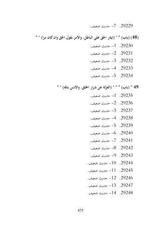 475
29229
.
7
-
.‫ضعيف‬ ‫حديث‬
(
48
* " )‫ا‬‫ر‬‫م‬ ‫كان‬‫وان‬ ‫احلق‬ ‫بقول‬ ‫واالمر‬ ،‫الباطل‬ ‫على‬ ‫احلق‬ ‫(ايثار‬ " * )‫(ابب‬ )
29230
.
1
-
.‫ضعيف‬ ‫حديث‬
29231
.
2
-
.‫ضعيف‬ ‫حديث‬
29232
.
3
-
.‫ضعيف‬ ‫حديث‬
29233
.
4
-
.‫ضعيف‬ ‫حديث‬
29234
.
5
-
.‫ضعيف‬ ‫حديث‬
49
* " )‫ابهلل‬ ‫واالنس‬ ،‫اخللق‬ ‫ار‬‫ر‬‫ش‬ ‫عن‬ ‫لة‬‫ز‬‫(الع‬ " * * )‫(ابب‬ *
29235
.
1
-
.‫ضعيف‬ ‫حديث‬
29236
.
2
-
.‫ضعيف‬ ‫حديث‬
29237
.
3
-
.‫ضعيف‬ ‫حديث‬
29238
.
4
-
.‫ضعيف‬ ‫حديث‬
29239
.
5
-
.‫ضعيف‬ ‫حديث‬
29240
.
6
-
.‫ضعيف‬ ‫حديث‬
29241
.
7
-
.‫ضعيف‬ ‫حديث‬
29242
.
8
-
.‫ضعيف‬ ‫حديث‬
29243
.
9
-
.‫ضعيف‬ ‫حديث‬
29244
.
10
-
.‫ضعيف‬ ‫حديث‬
29245
.
11
-
.‫ضعيف‬ ‫حديث‬
29246
.
12
-
.‫ضعيف‬ ‫حديث‬
29247
.
13
-
.‫ضعيف‬ ‫حديث‬
29248
.
14
-
.‫ضعيف‬ ‫حديث‬
 