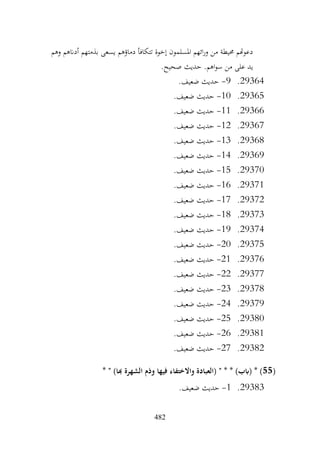 482
‫وهم‬ ‫أدانهم‬ ‫بذمتهم‬ ‫يسعى‬ ‫دماؤهم‬ ‫تتكافأ‬ ‫إخوة‬ ‫املسلمون‬ ‫ائهم‬‫ر‬‫و‬ ‫من‬ ‫حميطة‬ ‫دعوهتم‬
.‫صحيح‬ ‫حديث‬ .‫اهم‬‫و‬‫س‬ ‫من‬ ‫على‬ ‫يد‬
29364
.
9
-
.‫ضعيف‬ ‫حديث‬
29365
.
10
-
.‫ضعيف‬ ‫حديث‬
29366
.
11
-
.‫ضعيف‬ ‫حديث‬
29367
.
12
-
.‫ضعيف‬ ‫حديث‬
29368
.
13
-
.‫ضعيف‬ ‫حديث‬
29369
.
14
-
.‫ضعيف‬ ‫حديث‬
29370
.
15
-
.‫ضعيف‬ ‫حديث‬
29371
.
16
-
.‫ضعيف‬ ‫حديث‬
29372
.
17
-
.‫ضعيف‬ ‫حديث‬
29373
.
18
-
.‫ضعيف‬ ‫حديث‬
29374
.
19
-
.‫ضعيف‬ ‫حديث‬
29375
.
20
-
.‫ضعيف‬ ‫حديث‬
29376
.
21
-
.‫ضعيف‬ ‫حديث‬
29377
.
22
-
.‫ضعيف‬ ‫حديث‬
29378
.
23
-
.‫ضعيف‬ ‫حديث‬
29379
.
24
-
.‫ضعيف‬ ‫حديث‬
29380
.
25
-
.‫ضعيف‬ ‫حديث‬
29381
.
26
-
.‫ضعيف‬ ‫حديث‬
29382
.
27
-
.‫ضعيف‬ ‫حديث‬
(
55
* " )‫هبا‬ ‫الشهرة‬ ‫وذم‬ ‫فيها‬ ‫واالختفاء‬ ‫(العبادة‬ " * * )‫(ابب‬ * )
29383
.
1
-
.‫ضعيف‬ ‫حديث‬
 