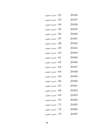 46
20436
.
52
-
.‫ضعيف‬ ‫حديث‬
20437
.
53
-
.‫ضعيف‬ ‫حديث‬
20438
.
54
-
.‫ضعيف‬ ‫حديث‬
20439
.
55
-
.‫ضعيف‬ ‫حديث‬
20440
.
56
-
.‫ضعيف‬ ‫حديث‬
20441
.
57
-
.‫ضعيف‬ ‫حديث‬
20442
.
58
-
.‫ضعيف‬ ‫حديث‬
20443
.
59
-
.‫ضعيف‬ ‫حديث‬
20444
.
60
-
.‫ضعيف‬ ‫حديث‬
20445
.
61
-
.‫ضعيف‬ ‫حديث‬
20446
.
62
-
.‫ضعيف‬ ‫حديث‬
20447
.
63
-
.‫ضعيف‬ ‫حديث‬
20448
.
64
-
.‫ضعيف‬ ‫حديث‬
20449
.
65
-
.‫ضعيف‬ ‫حديث‬
20450
.
66
-
.‫ضعيف‬ ‫حديث‬
20451
.
67
-
.‫ضعيف‬ ‫حديث‬
20452
.
68
-
.‫ضعيف‬ ‫حديث‬
20453
.
69
-
.‫ضعيف‬ ‫حديث‬
20454
.
70
-
.‫ضعيف‬ ‫حديث‬
20455
.
71
-
.‫ضعيف‬ ‫حديث‬
20456
.
72
-
.‫ضعيف‬ ‫حديث‬
20457
.
73
-
‫حديث‬
.‫ضعيف‬
 