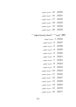 523
30250
.
15
-
.‫ضعيف‬ ‫حديث‬
30251
.
16
-
.‫ضعيف‬ ‫حديث‬
30252
.
17
-
.‫ضعيف‬ ‫حديث‬
30253
.
18
-
.‫ضعيف‬ ‫حديث‬
30254
.
19
-
.‫ضعيف‬ ‫حديث‬
30255
.
20
-
.‫ضعيف‬ ‫حديث‬
(
87
‫(السخاء‬ " * * )‫(ابب‬ * )
* " )‫واجلود‬ ‫والسماحة‬
30256
.
1
-
.‫ضعيف‬ ‫حديث‬
30257
.
2
-
.‫ضعيف‬ ‫حديث‬
30258
.
3
-
.‫ضعيف‬ ‫حديث‬
30259
.
4
-
.‫ضعيف‬ ‫حديث‬
30260
.
5
-
.‫ضعيف‬ ‫حديث‬
30261
.
6
-
.‫ضعيف‬ ‫حديث‬
30262
.
7
-
.‫ضعيف‬ ‫حديث‬
30263
.
8
-
.‫ضعيف‬ ‫حديث‬
30264
.
9
-
.‫ضعيف‬ ‫حديث‬
30265
.
10
-
.‫ضعيف‬ ‫حديث‬
30266
.
11
-
.‫ضعيف‬ ‫حديث‬
30267
.
12
-
.‫ضعيف‬ ‫حديث‬
30268
.
13
-
.‫ضعيف‬ ‫حديث‬
30269
.
14
-
.‫ضعيف‬ ‫حديث‬
30270
.
15
-
.‫ضعيف‬ ‫حديث‬
30271
.
16
-
.‫ضعيف‬ ‫حديث‬
 