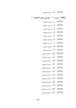 546
30738
.
9
-
.‫ضعيف‬ ‫حديث‬
(
105
* " )‫االخالق‬ ‫مساوي‬ ‫(جوامع‬ " * * )‫(ابب‬ * )
30739
.
1
-
.‫ضعيف‬ ‫حديث‬
30740
.
2
-
.‫ضعيف‬ ‫حديث‬
30741
.
3
-
.‫ضعيف‬ ‫حديث‬
30742
.
4
-
.‫ضعيف‬ ‫حديث‬
30743
.
5
-
.‫ضعيف‬ ‫حديث‬
30744
.
6
-
.‫ضعيف‬ ‫حديث‬
30745
.
7
-
.‫ضعيف‬ ‫حديث‬
30746
.
8
-
.‫ضعيف‬ ‫حديث‬
30747
.
9
-
.‫ضعيف‬ ‫حديث‬
30748
.
10
-
.‫ضعيف‬ ‫حديث‬
30749
.
11
-
.‫ضعيف‬ ‫حديث‬
30750
.
12
-
.‫ضعيف‬ ‫حديث‬
30751
.
13
-
.‫ضعيف‬ ‫حديث‬
30752
.
14
-
.‫ضعيف‬ ‫حديث‬
30753
.
15
-
.‫ضعيف‬ ‫حديث‬
30754
.
16
-
.‫ضعيف‬ ‫حديث‬
30755
.
17
-
.‫ضعيف‬ ‫حديث‬
30756
.
18
-
.‫ضعيف‬ ‫حديث‬
30757
.
19
-
.‫ضعيف‬ ‫حديث‬
30758
.
20
-
.‫ضعيف‬ ‫حديث‬
30759
.
21
-
.‫ضعيف‬ ‫حديث‬
 