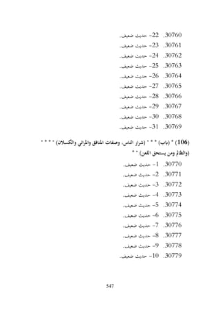 547
30760
.
22
-
.‫ضعيف‬ ‫حديث‬
30761
.
23
-
.‫ضعيف‬ ‫حديث‬
30762
.
24
-
‫حديث‬
.‫ضعيف‬
30763
.
25
-
.‫ضعيف‬ ‫حديث‬
30764
.
26
-
.‫ضعيف‬ ‫حديث‬
30765
.
27
-
.‫ضعيف‬ ‫حديث‬
30766
.
28
-
.‫ضعيف‬ ‫حديث‬
30767
.
29
-
.‫ضعيف‬ ‫حديث‬
30768
.
30
-
.‫ضعيف‬ ‫حديث‬
30769
.
31
-
.‫ضعيف‬ ‫حديث‬
(
106
" * * " )‫والكسالن‬ ‫ائي‬‫ر‬‫وامل‬ ‫املنافق‬ ‫وصفات‬ ،‫الناس‬ ‫ار‬‫ر‬‫(ش‬ " * * )‫(ابب‬ * )
* " )‫اللعن‬ ‫يستحق‬ ‫ومن‬ ‫(والظامل‬
30770
.
1
-
.‫ضعيف‬ ‫حديث‬
30771
.
2
-
.‫ضعيف‬ ‫حديث‬
30772
.
3
-
.‫ضعيف‬ ‫حديث‬
30773
.
4
-
.‫ضعيف‬ ‫حديث‬
30774
.
5
-
.‫ضعيف‬ ‫حديث‬
30775
.
6
-
.‫ضعيف‬ ‫حديث‬
30776
.
7
-
.‫ضعيف‬ ‫حديث‬
30777
.
8
-
.‫ضعيف‬ ‫حديث‬
30778
.
9
-
.‫ضعيف‬ ‫حديث‬
30779
.
10
-
.‫ضعيف‬ ‫حديث‬
 