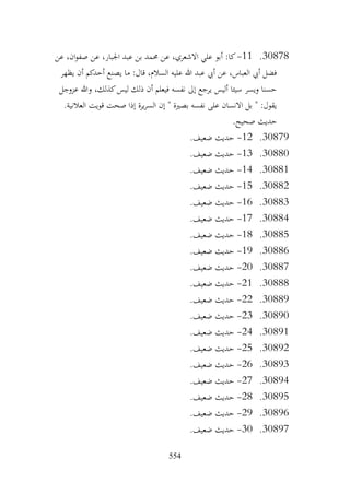 554
30878
.
11
-
‫عن‬ ،‫ان‬‫و‬‫صف‬ ‫عن‬ ،‫اجلبار‬ ‫عبد‬ ‫بن‬ ‫حممد‬ ‫عن‬ ،‫االشعري‬ ‫علي‬ ‫أبو‬ :‫كا‬
‫يظهر‬ ‫أن‬ ‫أحدكم‬ ‫يصنع‬ ‫ما‬ :‫قال‬ ،‫السالم‬ ‫عليه‬ ‫هللا‬ ‫عبد‬ ‫أيب‬ ‫عن‬ ،‫العباس‬ ‫أيب‬ ‫فضل‬
‫عزوجل‬ ‫وهللا‬ ،‫كذلك‬‫ليس‬ ‫ذلك‬ ‫أن‬ ‫فيعلم‬ ‫نفسه‬ ‫إىل‬ ‫يرجع‬ ‫أليس‬ ‫سيئا‬ ‫ويسر‬ ‫حسنا‬
‫ق‬ ‫صحت‬ ‫إذا‬ ‫يرة‬‫ر‬‫الس‬ ‫إن‬ " ‫بصرية‬ ‫نفسه‬ ‫على‬ ‫االنسان‬ ‫بل‬ " :‫يقول‬
.‫العالنية‬ ‫ويت‬
.‫صحيح‬ ‫حديث‬
30879
.
12
-
.‫ضعيف‬ ‫حديث‬
30880
.
13
-
.‫ضعيف‬ ‫حديث‬
30881
.
14
-
.‫ضعيف‬ ‫حديث‬
30882
.
15
-
.‫ضعيف‬ ‫حديث‬
30883
.
16
-
.‫ضعيف‬ ‫حديث‬
30884
.
17
-
.‫ضعيف‬ ‫حديث‬
30885
.
18
-
.‫ضعيف‬ ‫حديث‬
30886
.
19
-
.‫ضعيف‬ ‫حديث‬
30887
.
20
-
.‫ضعيف‬ ‫حديث‬
30888
.
21
-
.‫ضعيف‬ ‫حديث‬
30889
.
22
-
.‫ضعيف‬ ‫حديث‬
30890
.
23
-
.‫ضعيف‬ ‫حديث‬
30891
.
24
-
.‫ضعيف‬ ‫حديث‬
30892
.
25
-
.‫ضعيف‬ ‫حديث‬
30893
.
26
-
.‫ضعيف‬ ‫حديث‬
30894
.
27
-
.‫ضعيف‬ ‫حديث‬
30895
.
28
-
.‫ضعيف‬ ‫حديث‬
30896
.
29
-
.‫ضعيف‬ ‫حديث‬
30897
.
30
-
.‫ضعيف‬ ‫حديث‬
 
