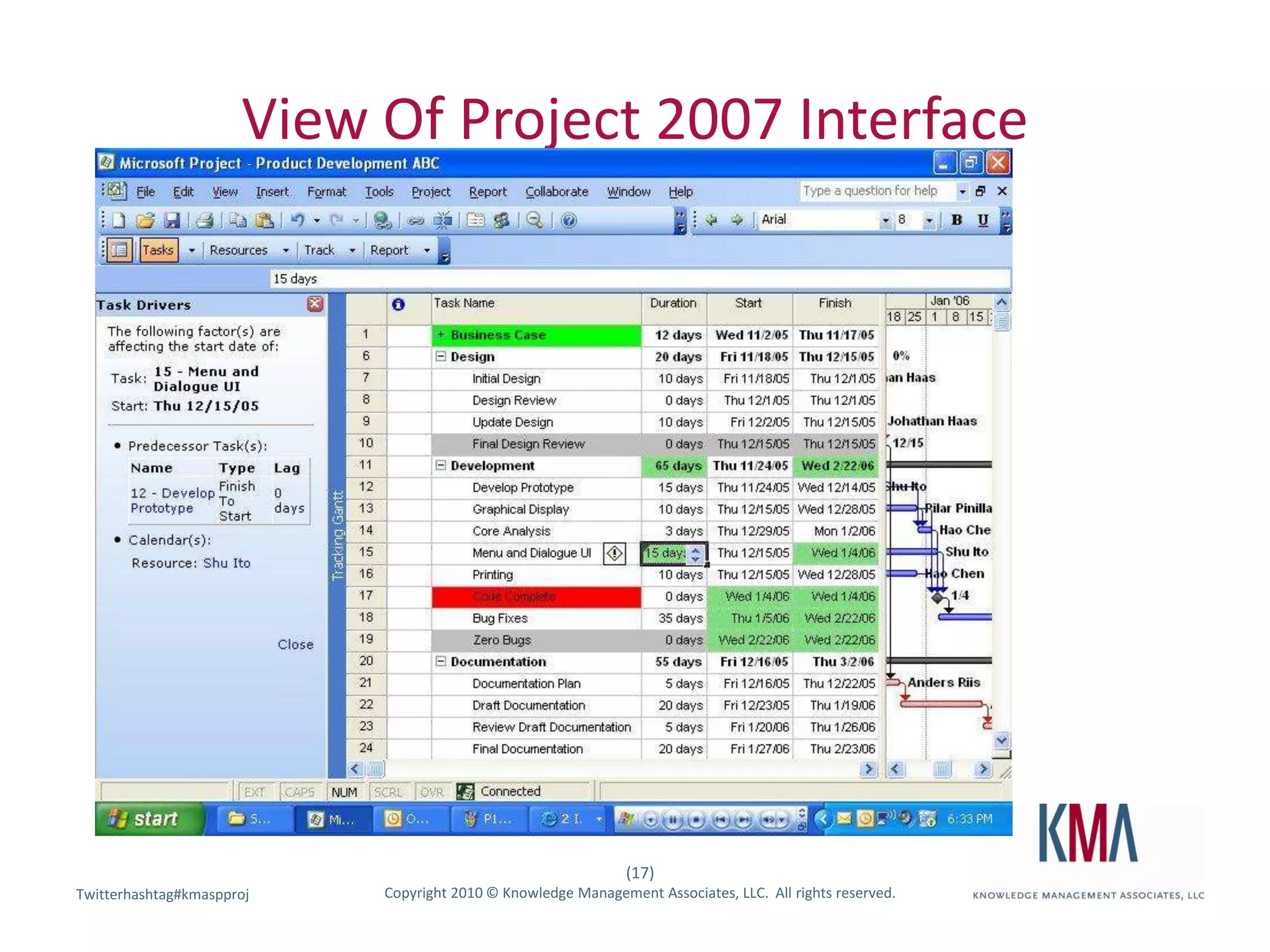 View Of Project 2007 Interface