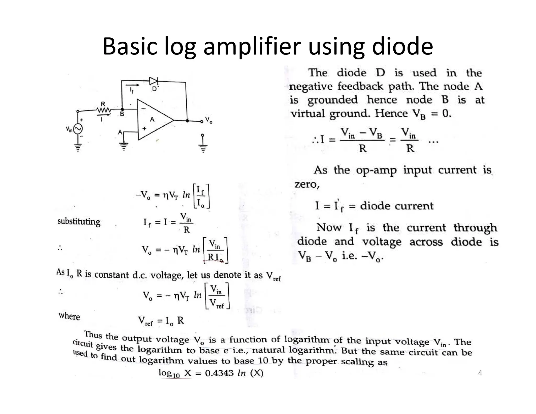 Basic log amplifier using diode
4
 
