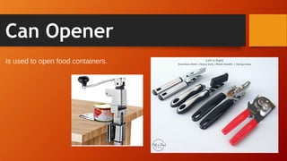 Food Container Openor 3.cleaning and sanitizing kitchen tools and equipments | PPTX