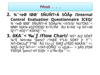 2. ¾¨<eØ lØØ` SÑUÑT>Á SÖÃp /Internal
Control Evaluation Questionnaire ICEQ/
¾¨<eØ lØØ` SÑUÑT>Á SÖÃp/¾¨</l/S/S/ ¾U”ÖkS¨<
lØØ ¾}K¾ eI}ƒ/ÓÉðƒ/ K=ŸLŸM ¨ÃU K=Ád¨<p ¾T>‹M
SJ’<”“ ›KSJ’<” KSK¾ƒ ’¨<::
3. õKA¨< ‰`ƒ /Flow Chart/ ¾Y^ õcƒ SÓKÝ
¾›”É ¾H>dw ”penc? ›"H@É Y°L© SÓKÝ J• Y`¯~

¾T>ÖkUuƒ” T”ªM ¨ÃU ¢U–¿}` SW[ƒ uTÉ[Ó ¾}KÁ¾ ’¨<::
¾S[Í­
‹ õcƒ ¾T>×^¨</¾T>[ÒÑÖ¨</ uƒ¡¡K—¨< pÅS }Ÿ}M
ŸSËS]Á ”penc? eŸ SÚ[h¨< U´Ñv É[e ’¨<::
 
 
