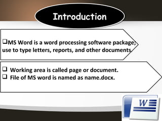 Lec # 3 Microsoft Word.ppt slides in very easy | PDF