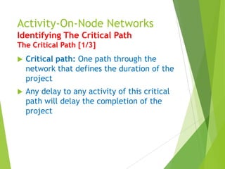 Activity on nodes presentation for software project management | PDF