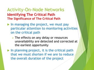 Activity on nodes presentation for software project management | PDF
