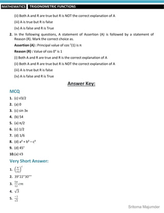 CBSE - Grade 11 - Mathematics - Ch 3 - Trigonometric Functions - Notes ...
