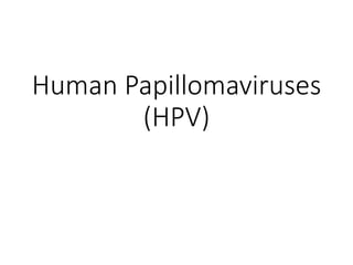 Human Papillomaviruses
(HPV)
 