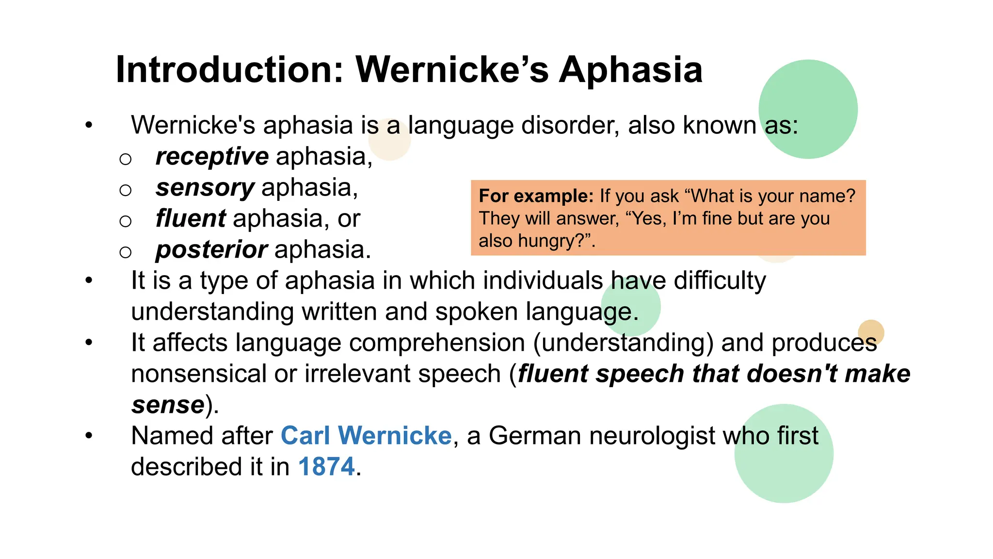 3.1 Wernicke's Aphasia (Receptive / Fluent Aphasia) | PDF