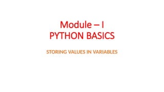 Python Storing Values using in various data type variables | PPTX