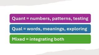 Qual Patterns Introduction to academic research for MA and Phd | PPTX