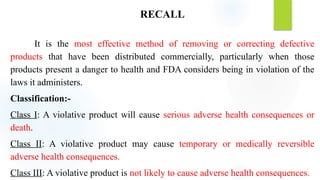 Recall Classification Law 3. RECALL PPT (1).pptx quality assurance | PPTX