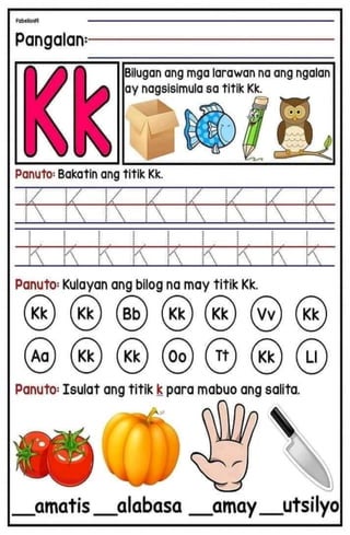 Tagalog Alphabet Worksheets complied by Cherrie Ann Dela Cruz | PDF