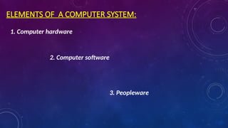 Comprehensive Overview of Computer System Elements: Hardware, Software ...