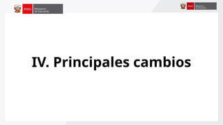 IV. Principales cambios
 